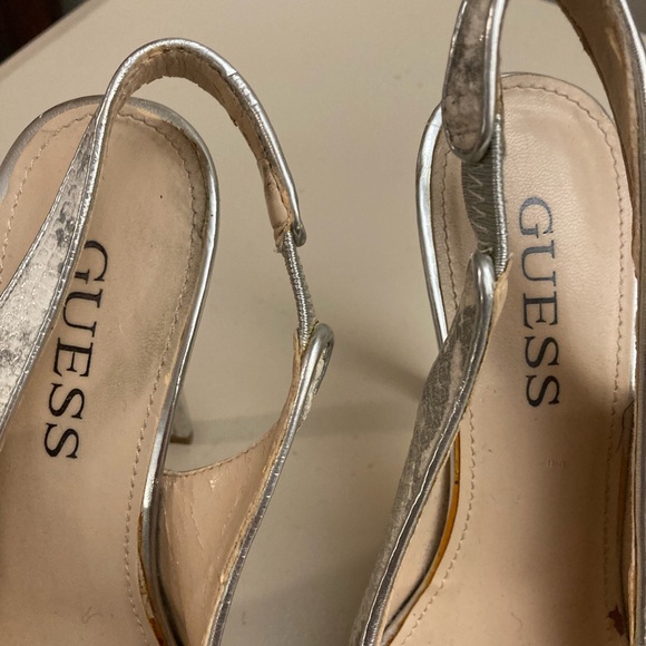 Guess Snakeskin Silver Slingback Heels - Picture 4 of 5